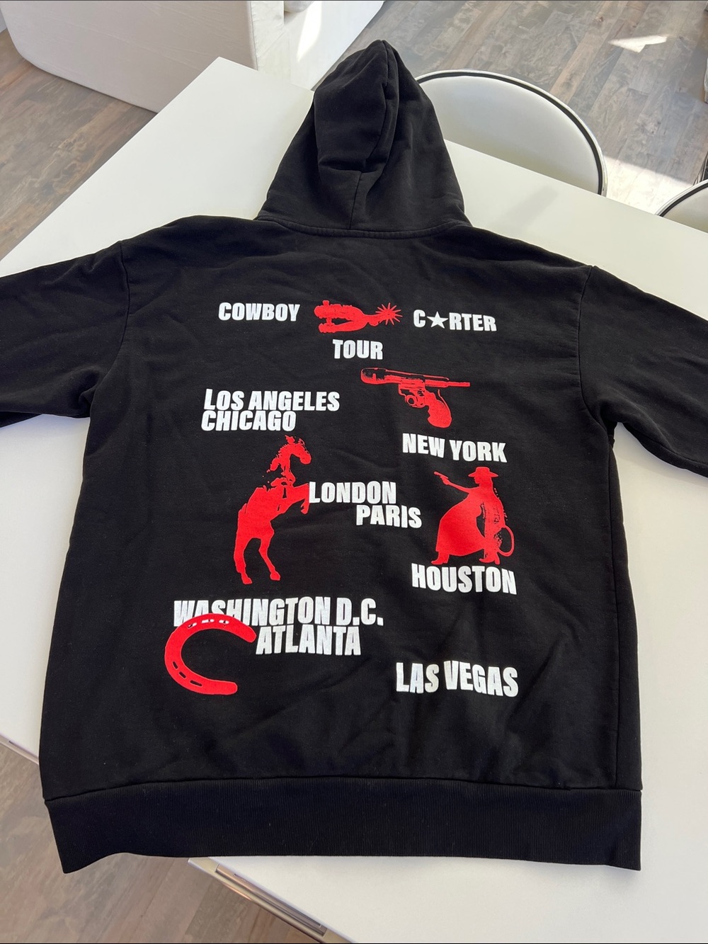 BEYONCÉ COWBOY CARTER tour 2025 zip up black and red white hoodie sweatshirt L